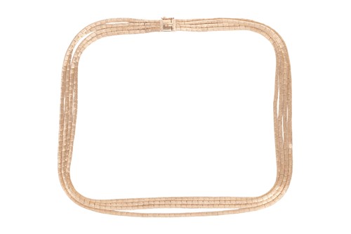 Lot 168 - A textured necklace, comprising four rows of...