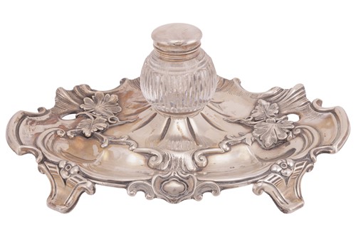 Lot 265 - A silver desk stand, by Hawkesworth, Eyre & Co....