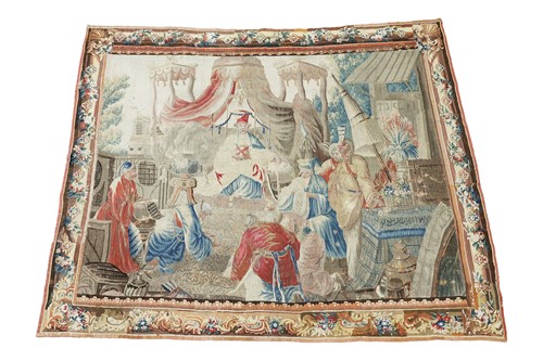 Lot 26 - An 18th century French Aubusson chinoiserie...