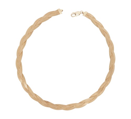 Lot 108 - A braided necklace in 9ct yellow gold,...