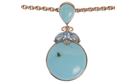 Lot 105 - An imitation turquoise and blue topaz pendant...