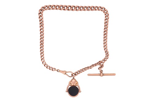 Lot 8 - A 9ct rose gold fob chain, composed of a...
