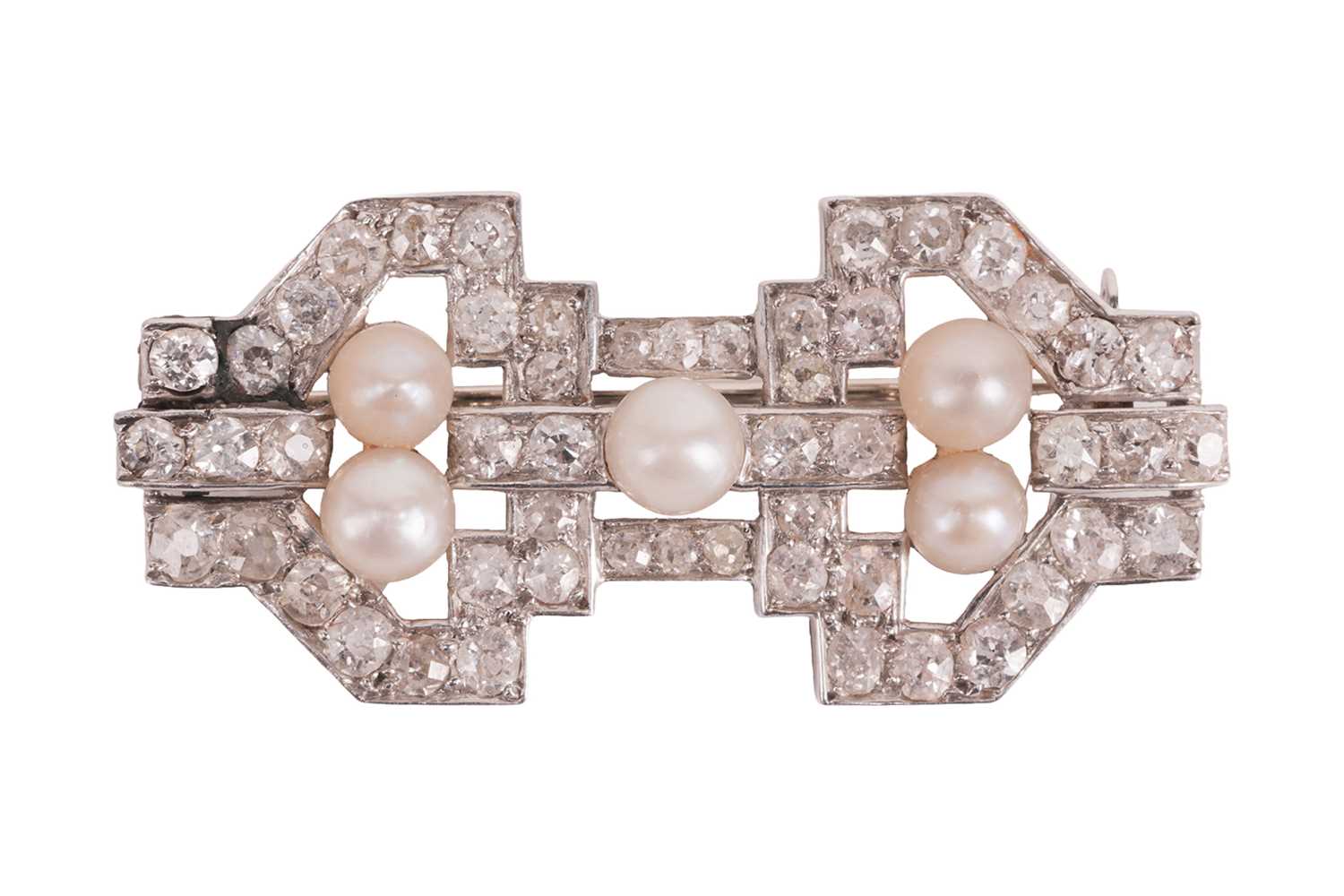 Lot 62 - An Art Deco natural pearl and diamond brooch,...