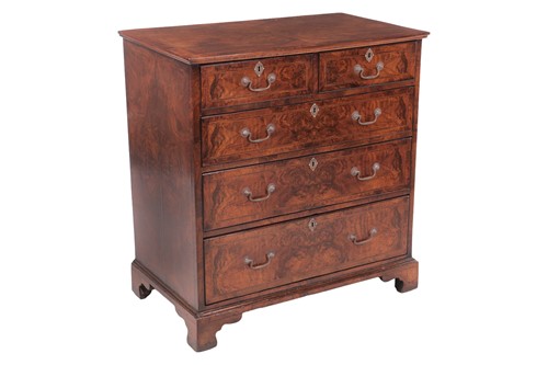 Lot 7 - A George III burr walnut and inlaid chest, of...