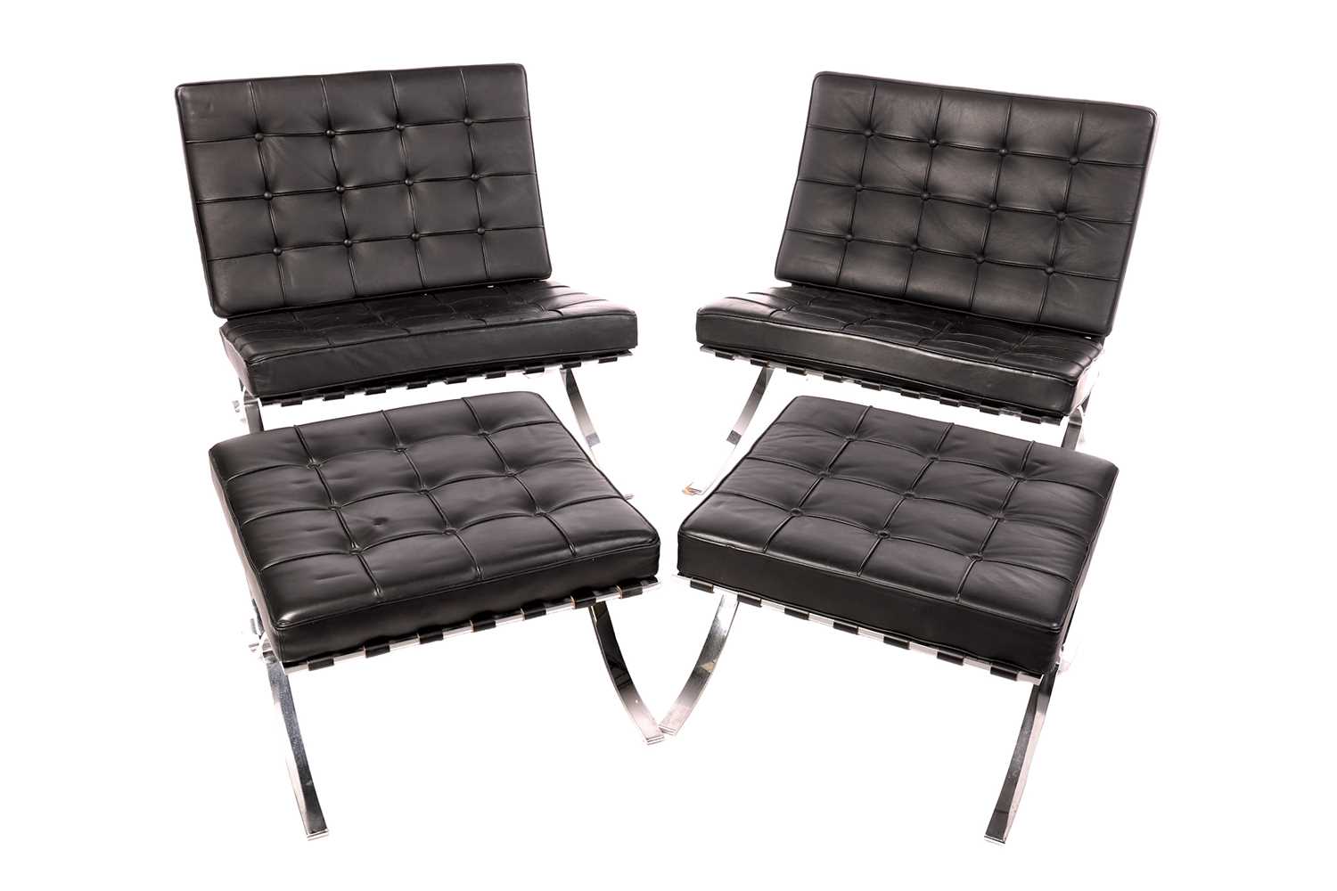 Lot 59 - A pair of Barcelona-style chairs, after Mies...