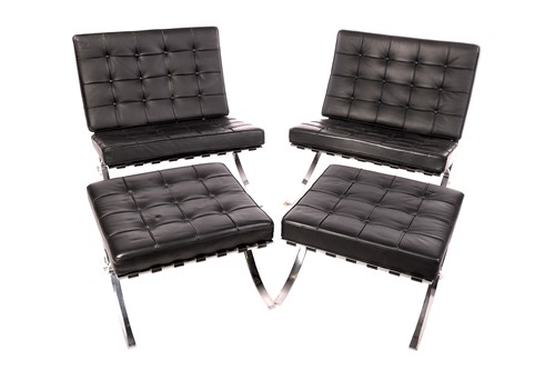 Lot A pair of Barcelona-style chairs, after Mies...