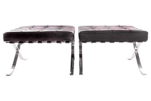 Lot 59 - A pair of Barcelona-style chairs, after Mies...