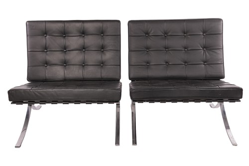 Lot 59 - A pair of Barcelona-style chairs, after Mies...