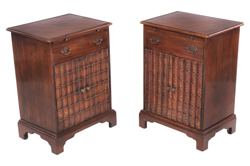 Lot 11 - A pair of reproduction mahogany side cabinets,...