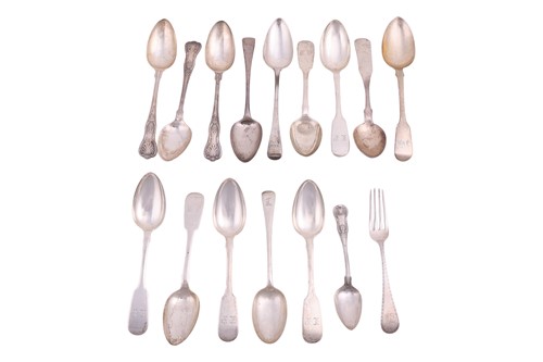 Lot 262 - A collection of table spoons and forks; to...