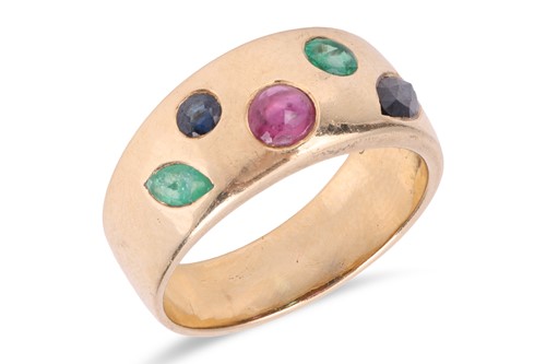Lot 122 - A multi-gem dress ring, flush-set with round...