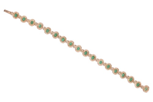 Lot 130 - An emerald and diamond-set bracelet, composed...