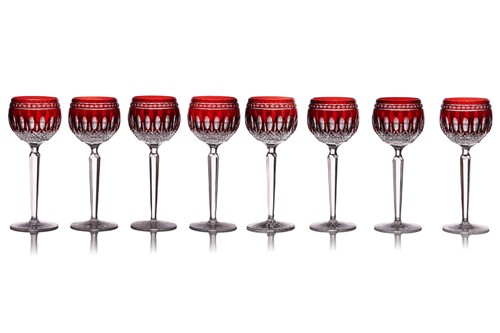 Lot 162 - A set of eight Waterford cut crystal hock...