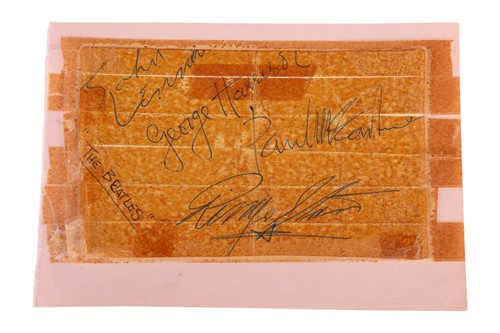 Lot 100 - The Beatles: signatures in pen of John Lennon,...
