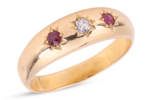 Lot 1 - A Victorian ruby and diamond gypsy ring, in...