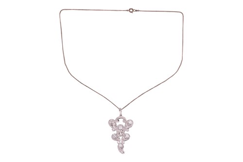 Lot 127 - A diamond-set pendant and chain, the pendant...