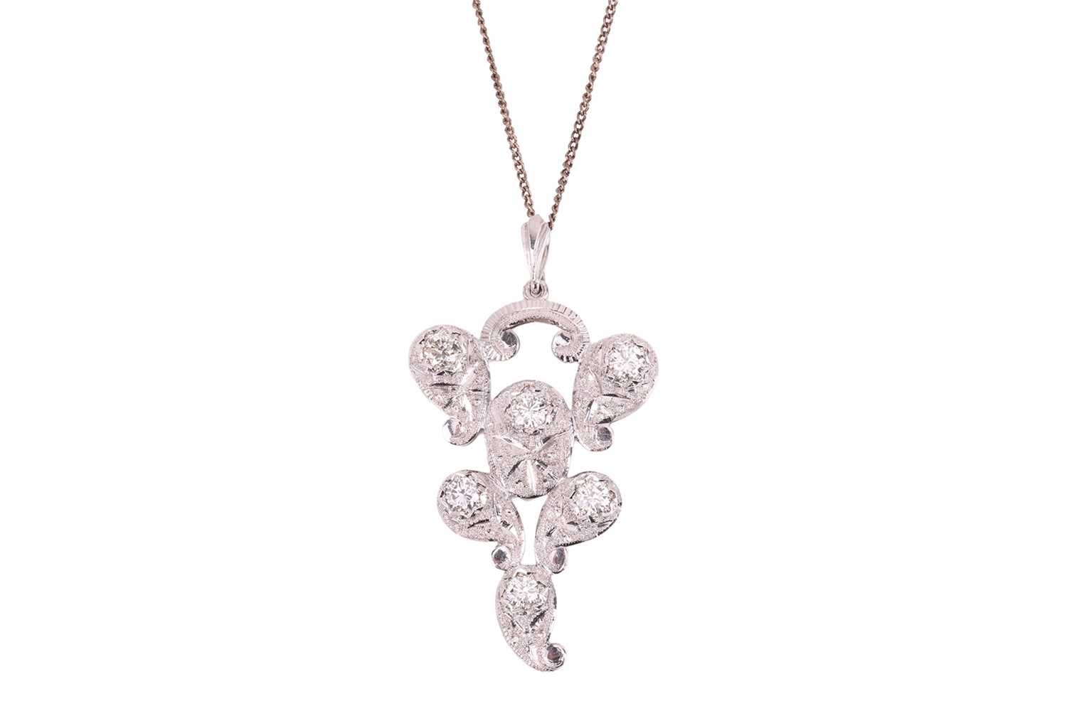 Lot 127 - A diamond-set pendant and chain, the pendant...