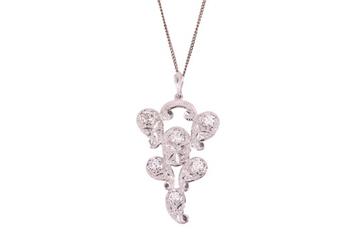 Lot 127 - A diamond-set pendant and chain, the pendant...