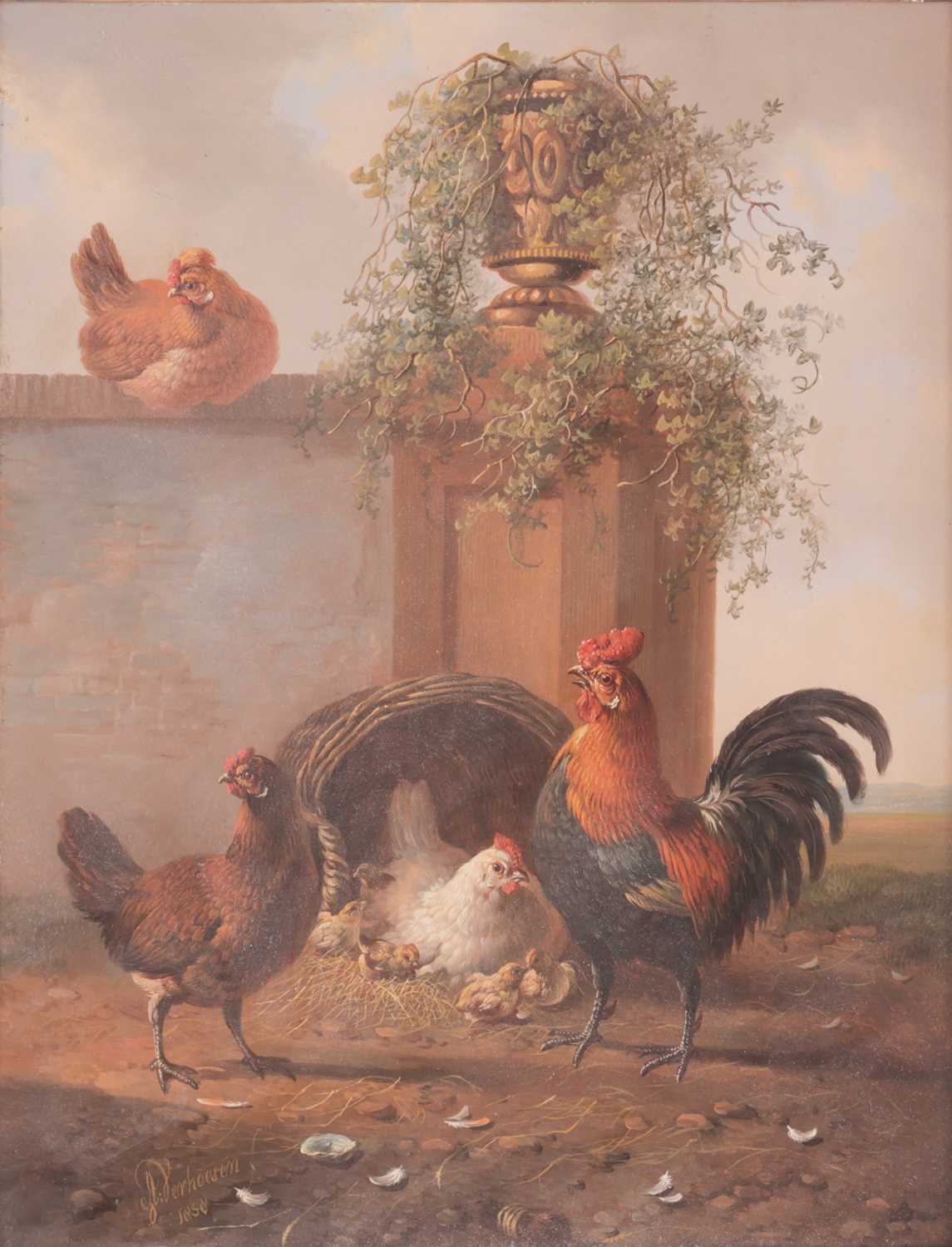 Lot 80 - Albertus Verhoesen (Dutch 1806-1881) Cockerel...