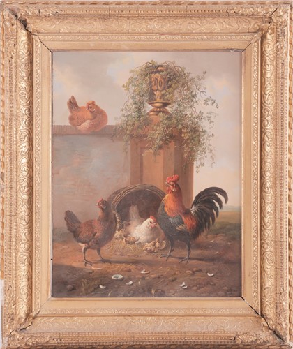 Lot 80 - Albertus Verhoesen (Dutch 1806-1881) Cockerel...