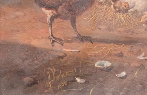 Lot 80 - Albertus Verhoesen (Dutch 1806-1881) Cockerel...