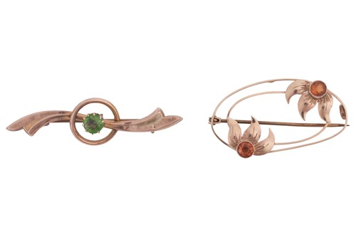 Lot 71 - Two Edwardian gem-set brooches, the first of...