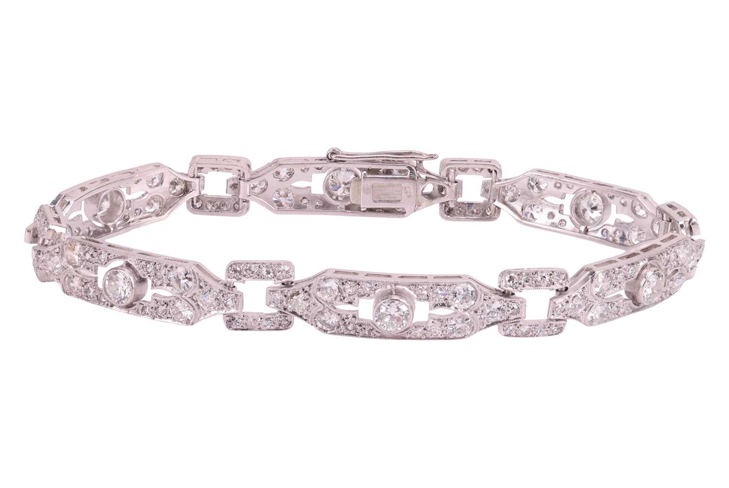 Lot An Edwardian diamond set bracelet, comprising...