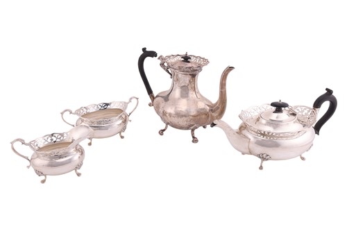 Lot 252 - A three piece tea set, oval with everted...