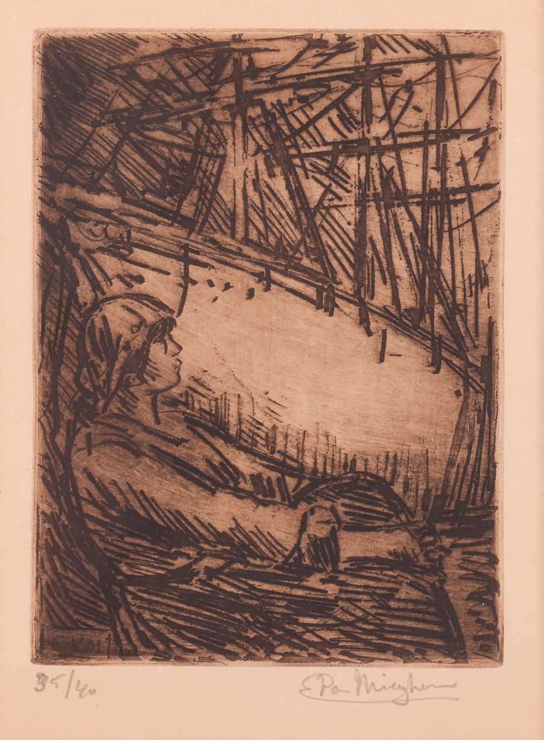 Lot 123 - Eugeen van Mieghem (Belgian 1875-1930) Gazing...