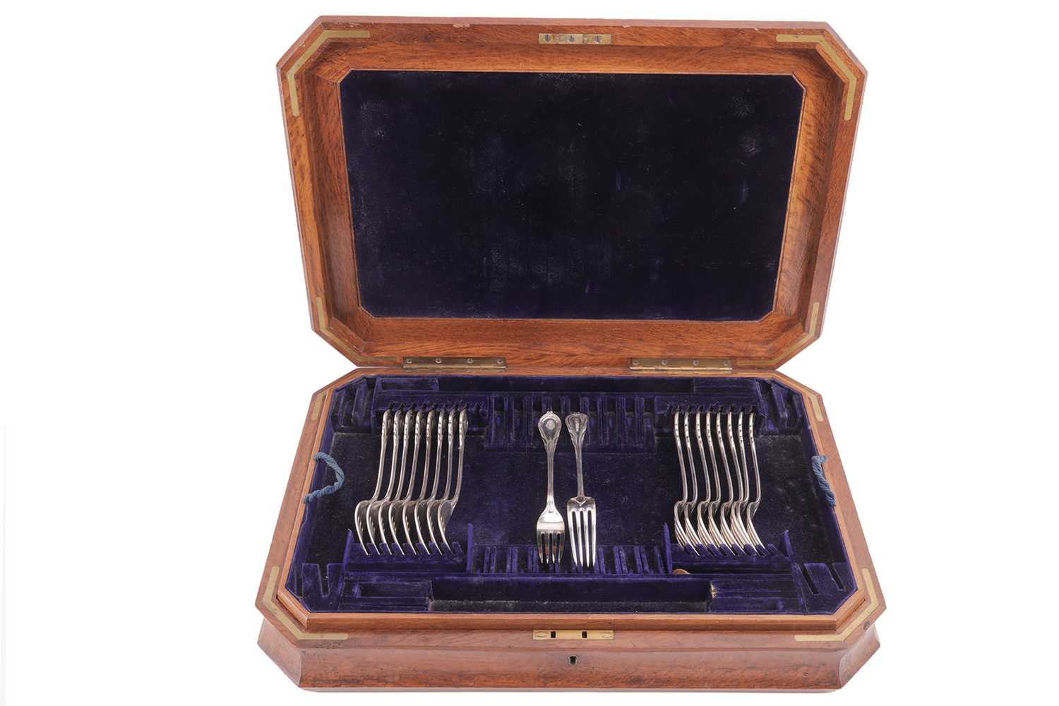Lot 283 - A case of Victorian silver forks, Lily pattern,...