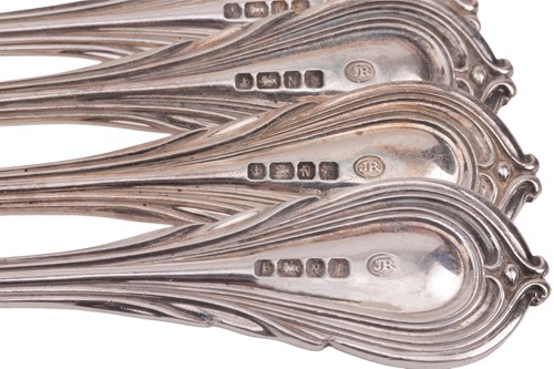 Lot 283 - A case of Victorian silver forks, Lily pattern,...