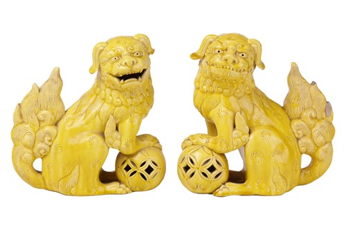 Lot 127 - A pair of late 19th-century yellow-glazed...
