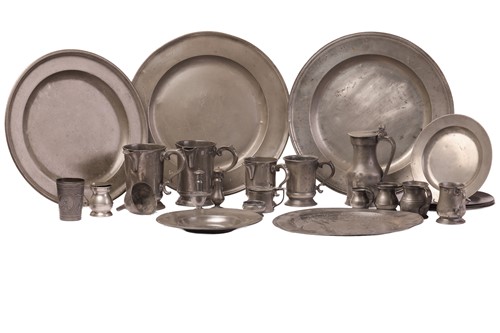 Lot A large collection of pewter, 18th century and...