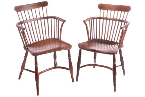 Lot A near pair of 19th-century yew, ash and elm...