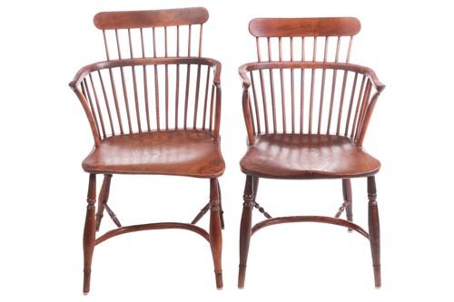 Lot 1 - A near pair of 19th-century yew, ash and elm...
