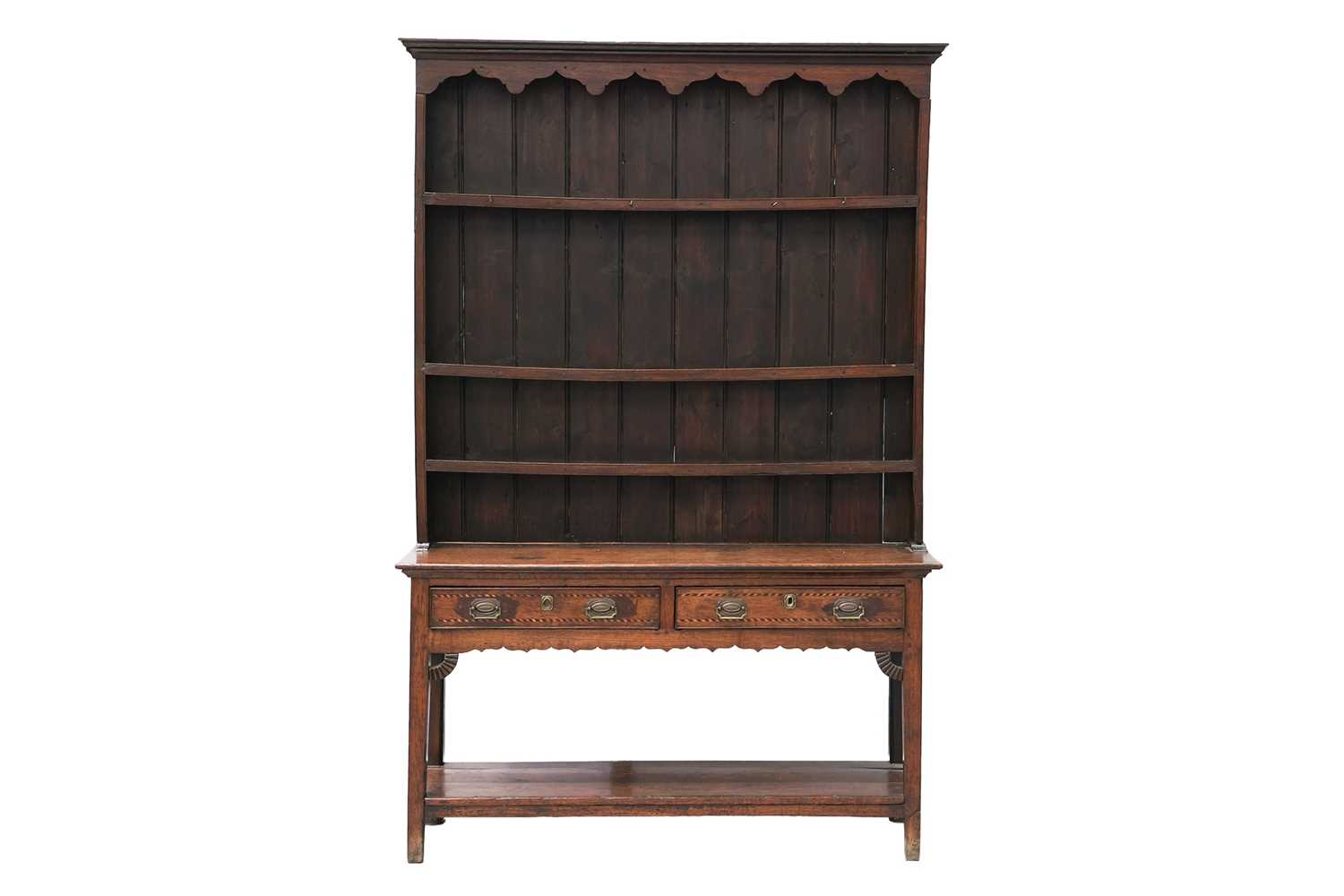 Lot 47 - An early 19th-century oak dresser, the rack...