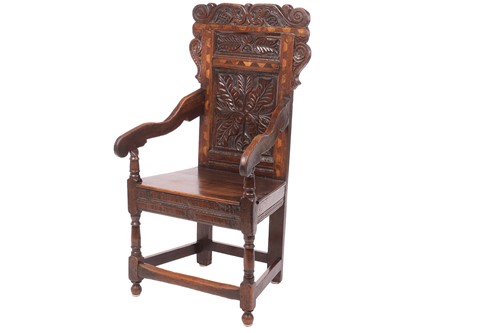 Lot A 17th-century oak Yorkshire wainscot chair,...