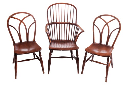 Lot 10 - A 19th-century ash and elm spindle-back...