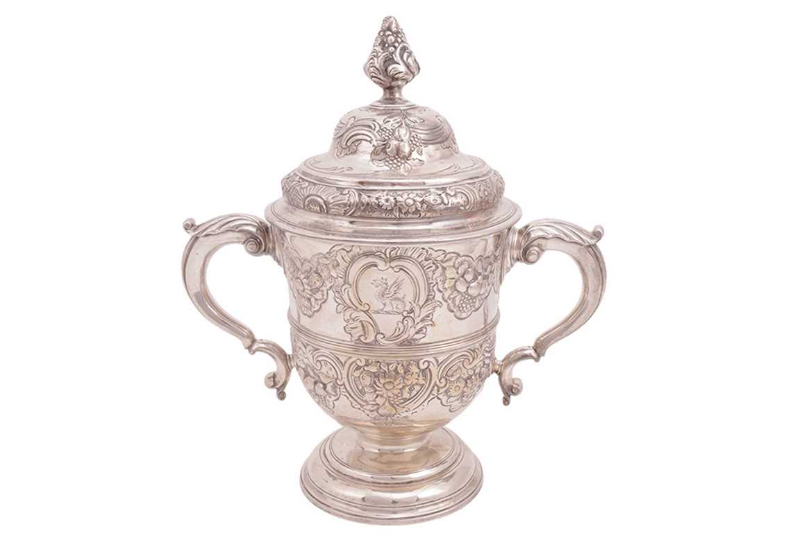 Lot A George II silver twin-handled trophy cup and...