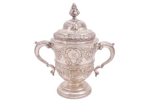 Lot A George II silver twin-handled trophy cup and...