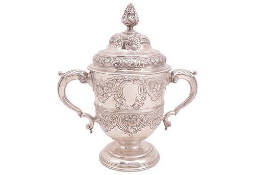 Lot A George II silver twin-handled trophy cup and...