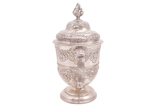 Lot A George II silver twin-handled trophy cup and...