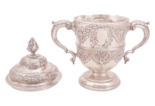 Lot A George II silver twin-handled trophy cup and...