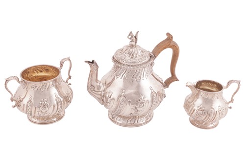 Lot 250 - A Victorian silver three-piece tea service,...