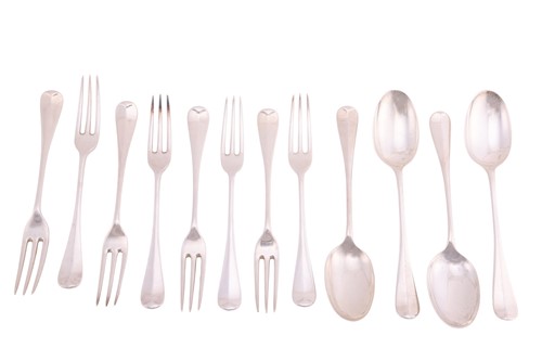 Lot 231 - A set of eight Hanoverian pattern pastry forks...