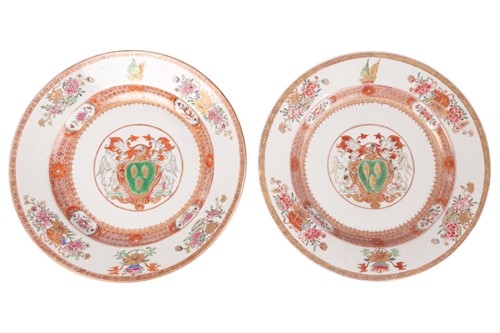 Lot A pair of Chinese Yongzheng armorial export...
