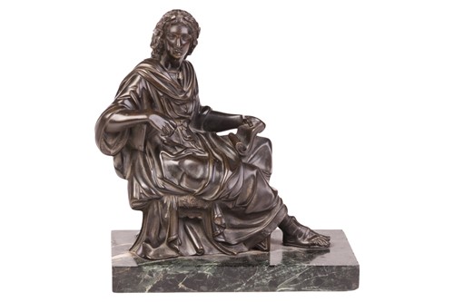 Lot 168 - A Grand Tour bronze figure, depicting a seated...