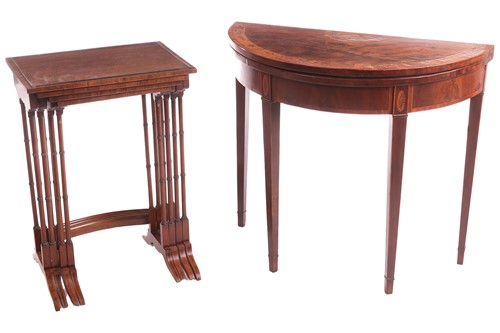 Lot 56 - A George III inlaid mahogany foldover table,...