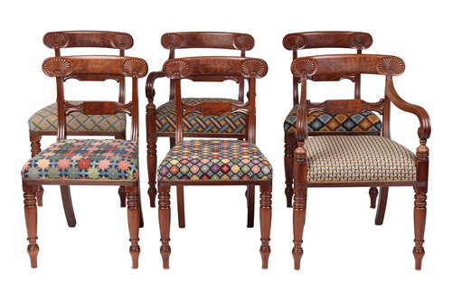 Lot 35 - A set of six Regency mahogany dining chairs,...