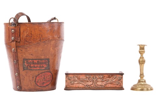 Lot 108 - A 19th-century German tan leather hat carry...